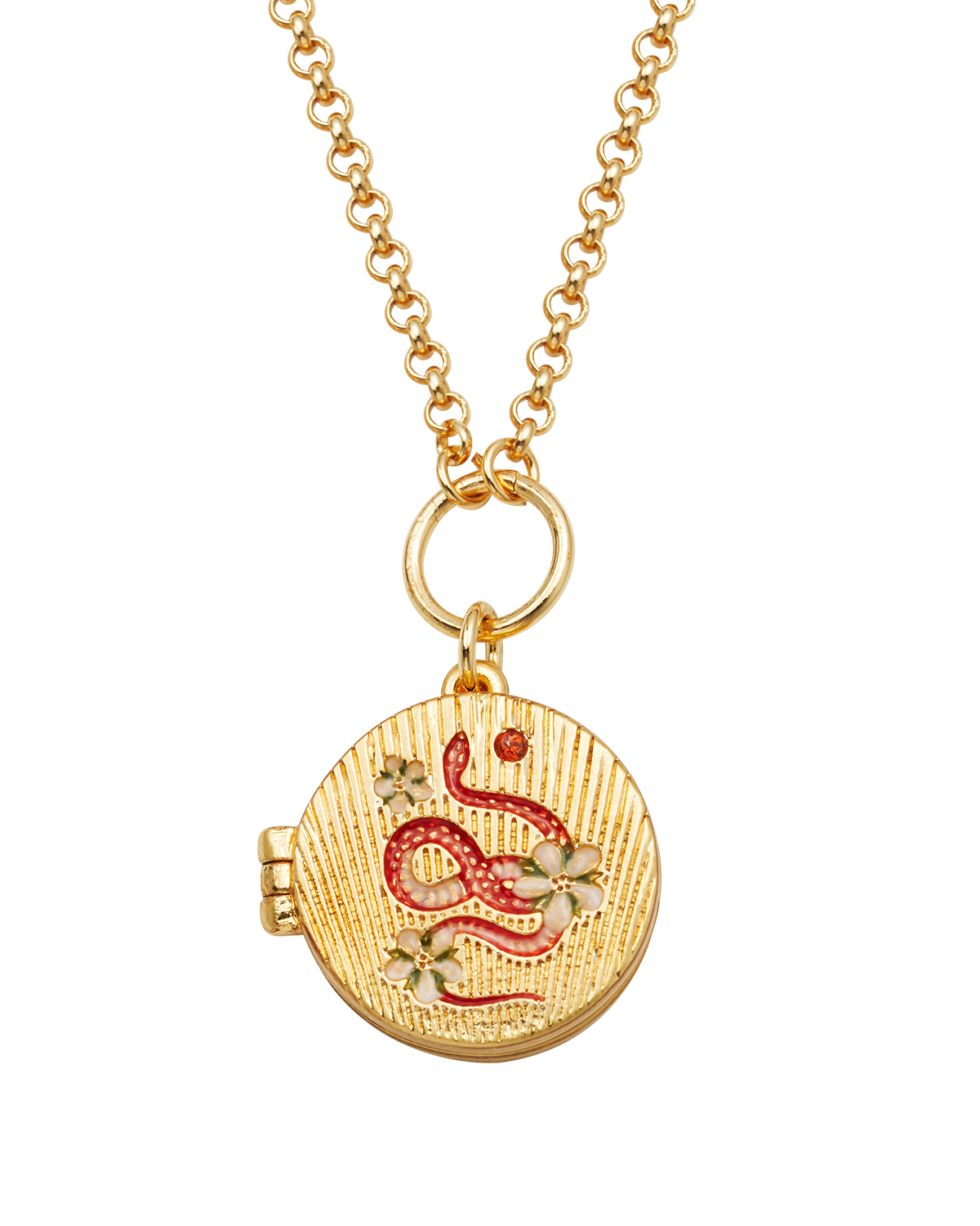 fable-england-snake-blossom-locket-kette-gold-medaillon image 1