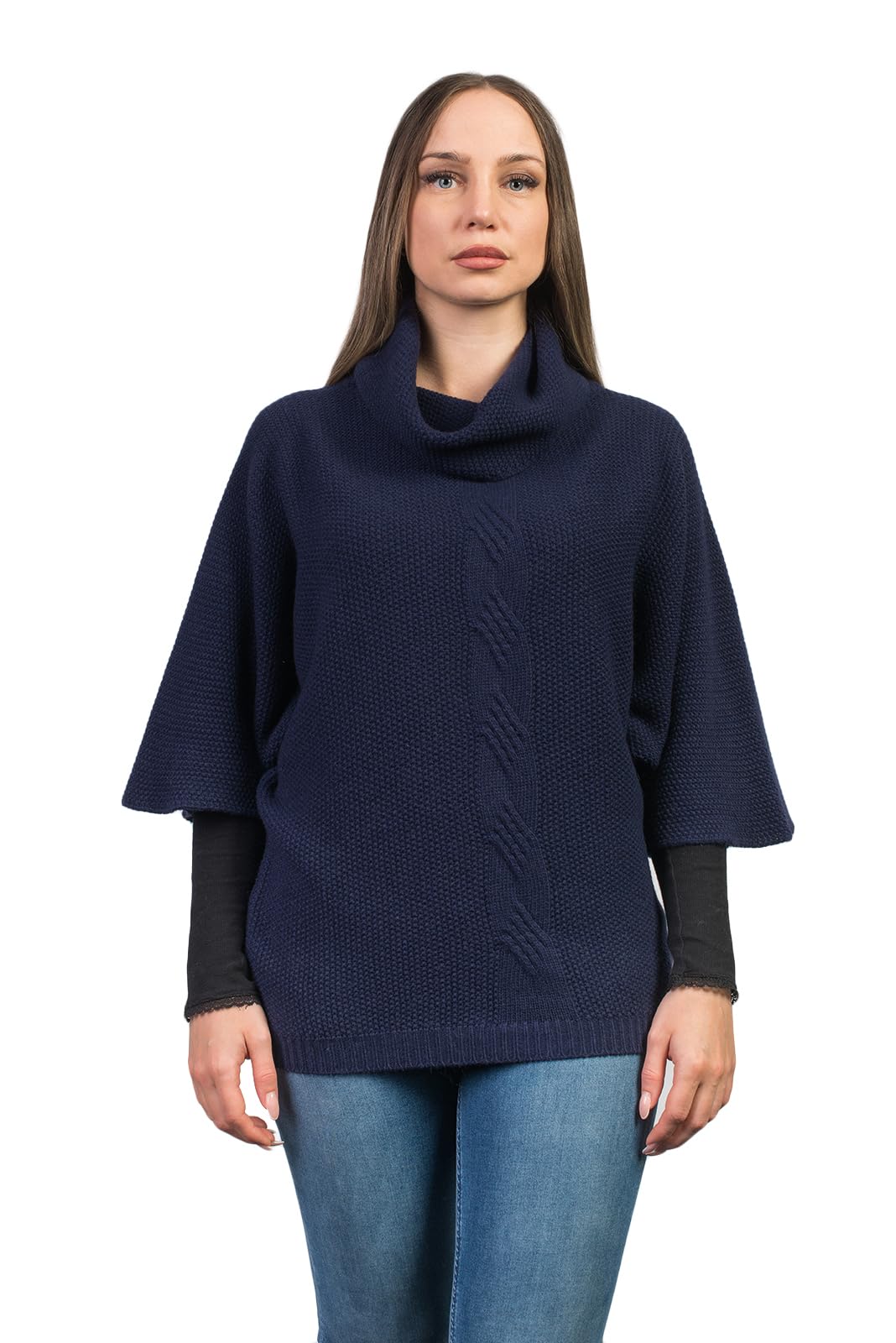 dalle-piane-cashmere-poncho-grau-zopfmuster-woll-kaschmir image 6