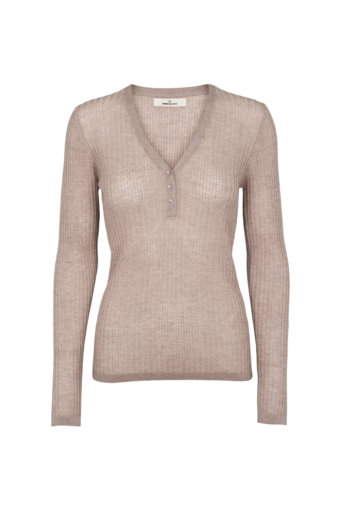basic-apparel-adi-ls-v-neck-langarmtop-natural-melange-wolle image 1