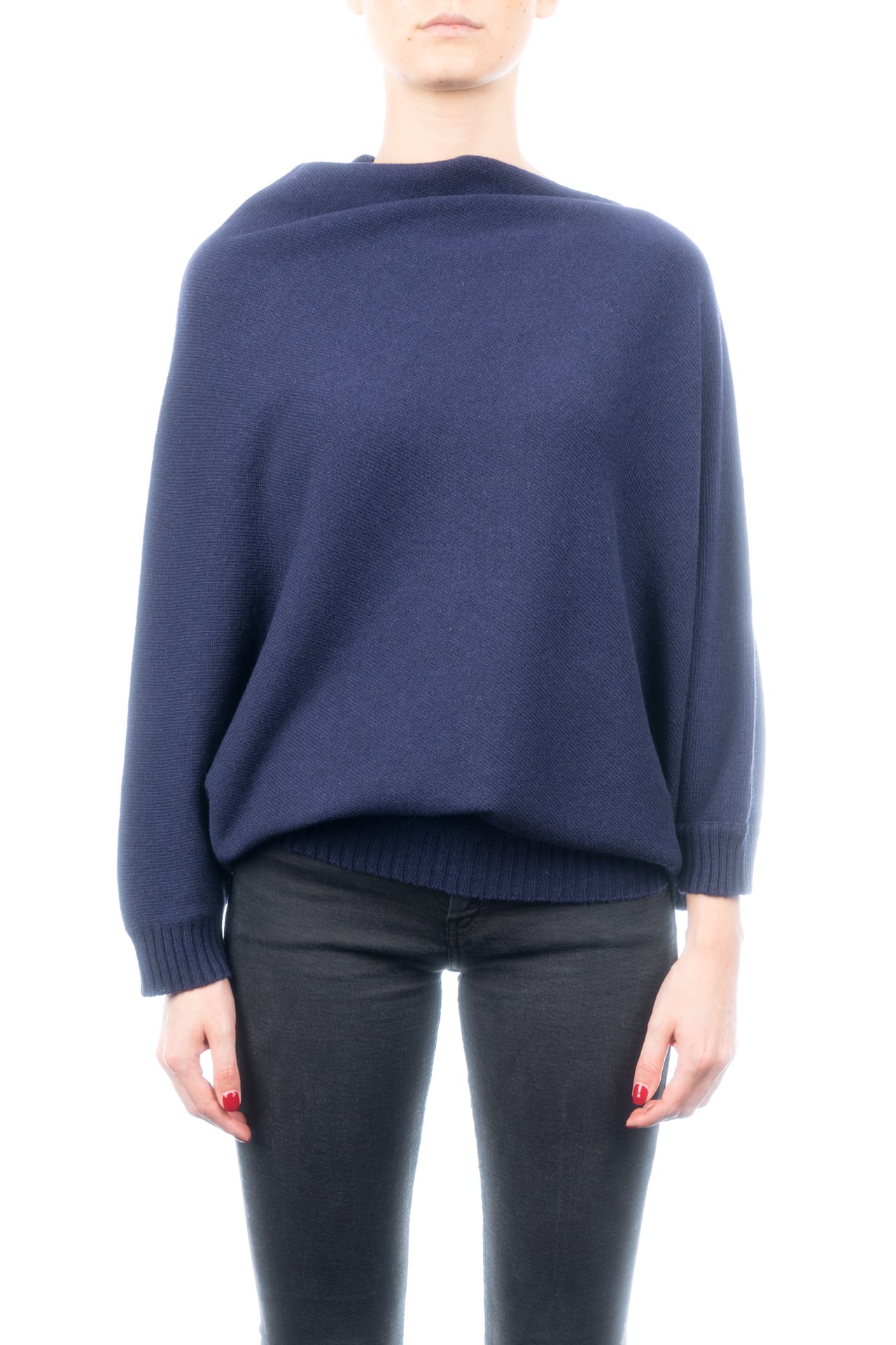 dalle-piane-cashmere-poncho-damen-blau-woll-kaschmir-strick image 1
