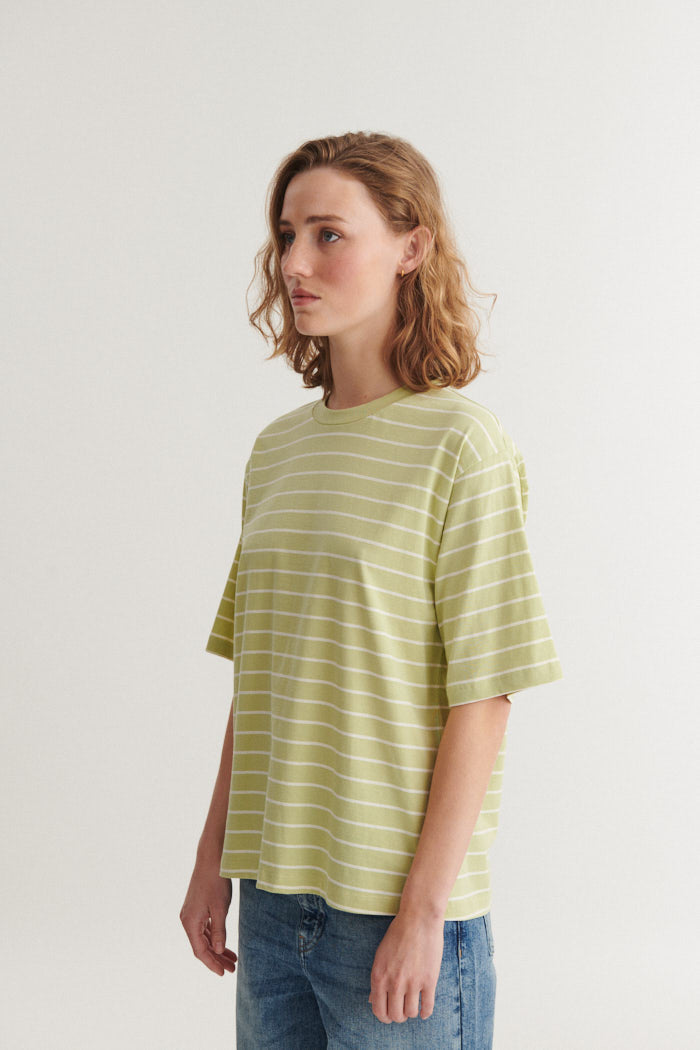 basic-apparel-raja-stripe-tee-t-shirt-winter-pear-bio-baumwolle image 2