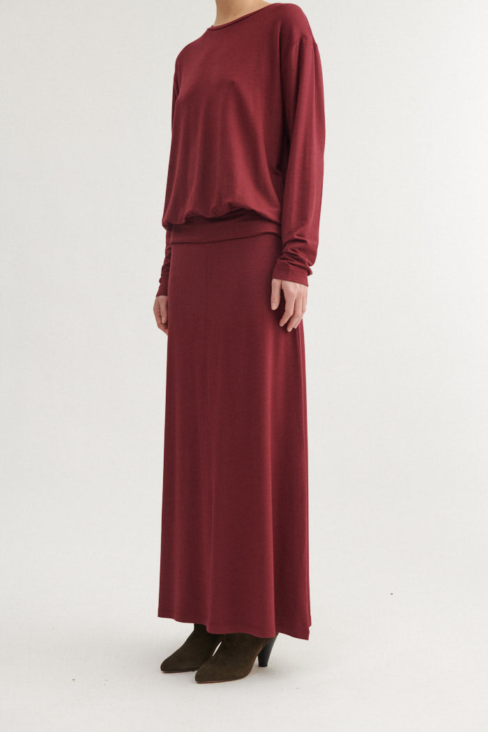 basic-apparel-sadie-long-skirt-maxirock-bordeaux-truffle image 2