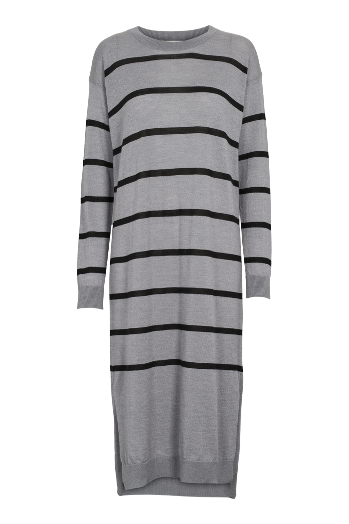 basic-apparel-vera-long-dress-strickkleid-grau-schwarz-merino image 1