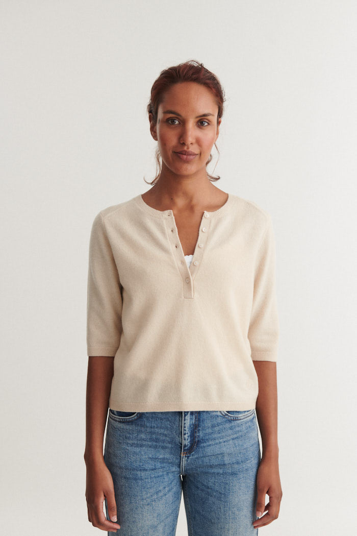 basic-apparel-selem-granddad-tee-t-shirt-beige-merinowolle image 1