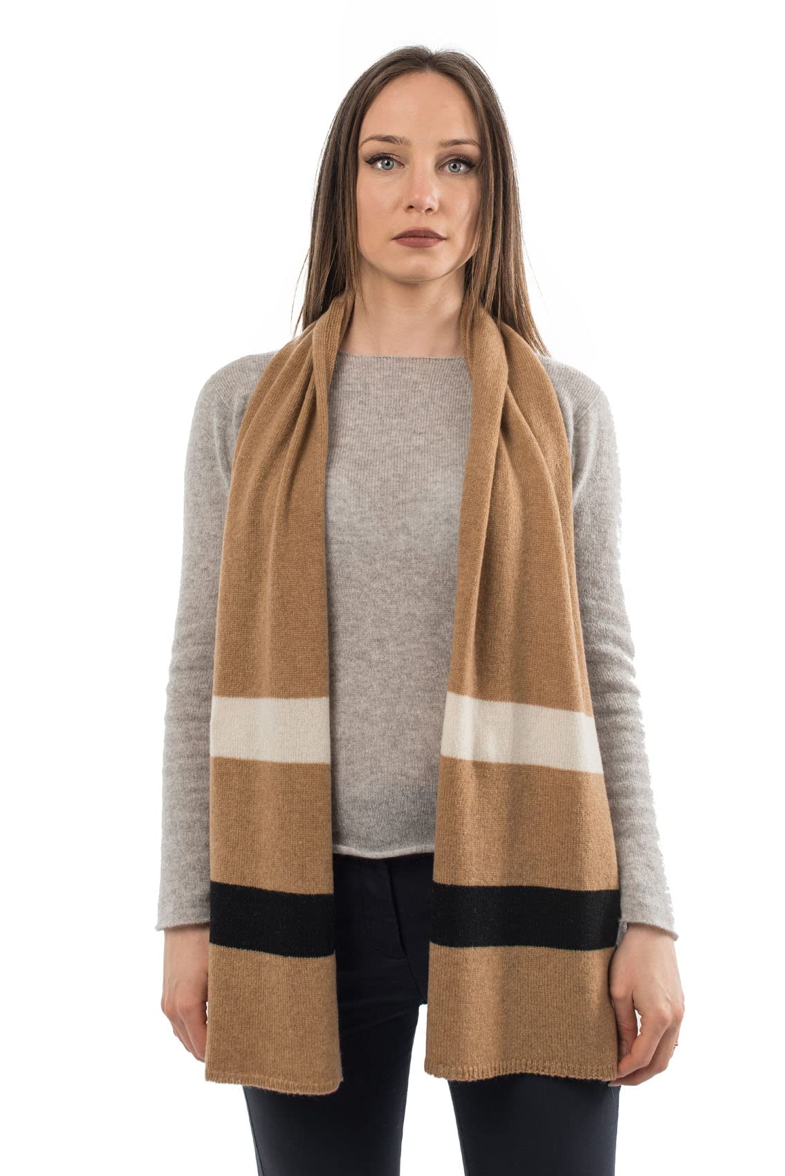 dalle-piane-cashmere-schal-gestreift-100-kaschmir-beige image 3