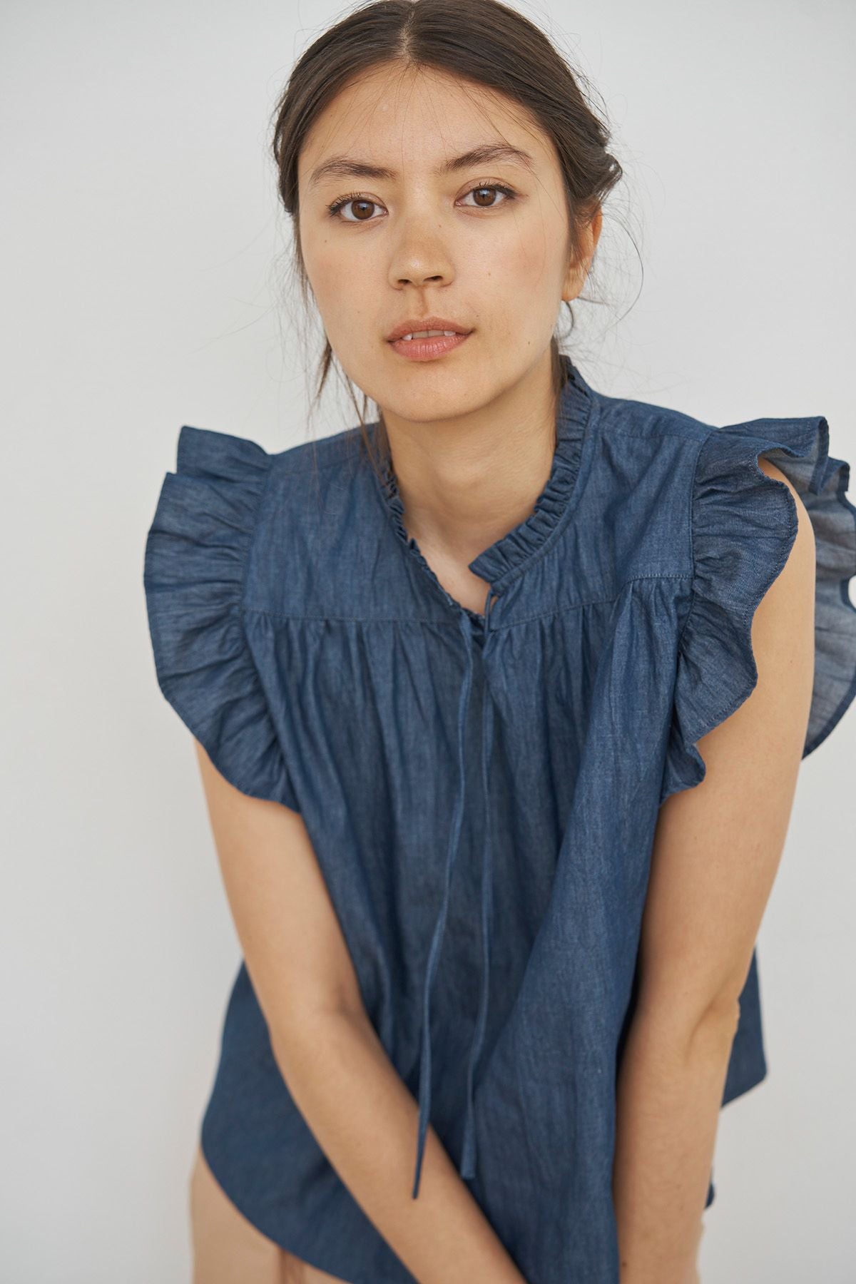 care-by-me-joy-top-denim-oberteil-dunkelblau-bio-baumwolle image 2