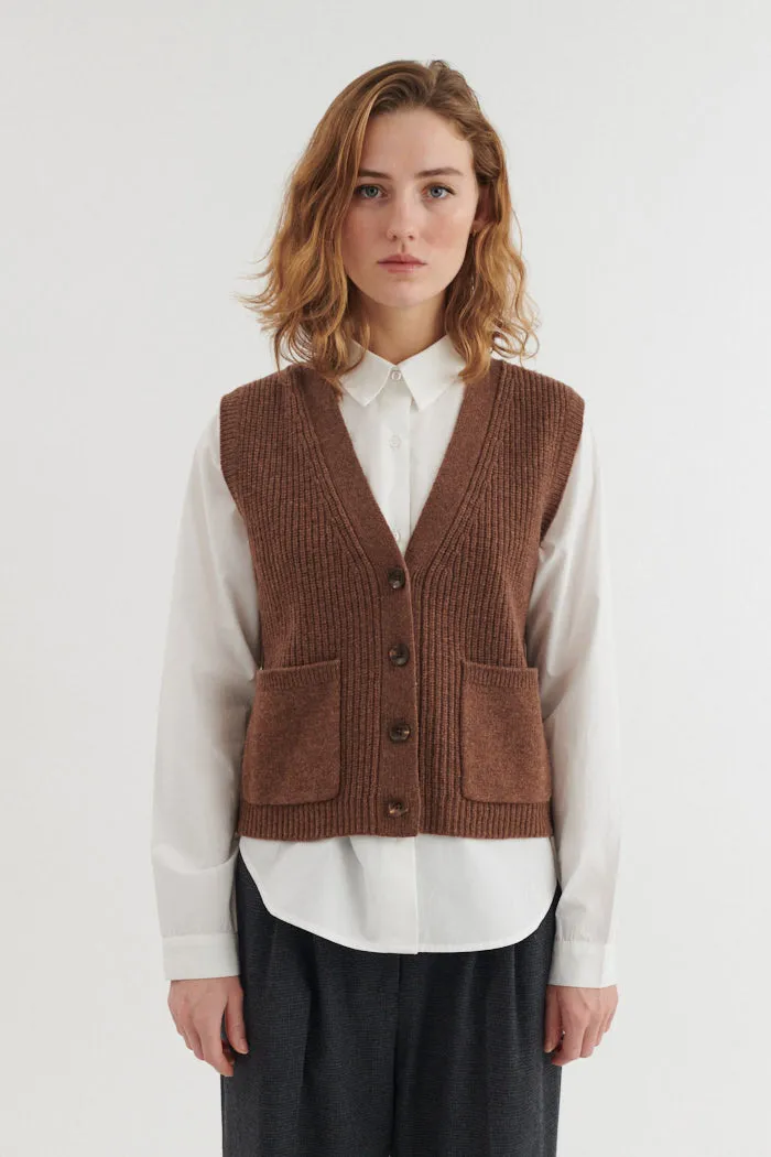 basic-apparel-liz-strickweste-damen-fondue-fudge-merinowolle image 1