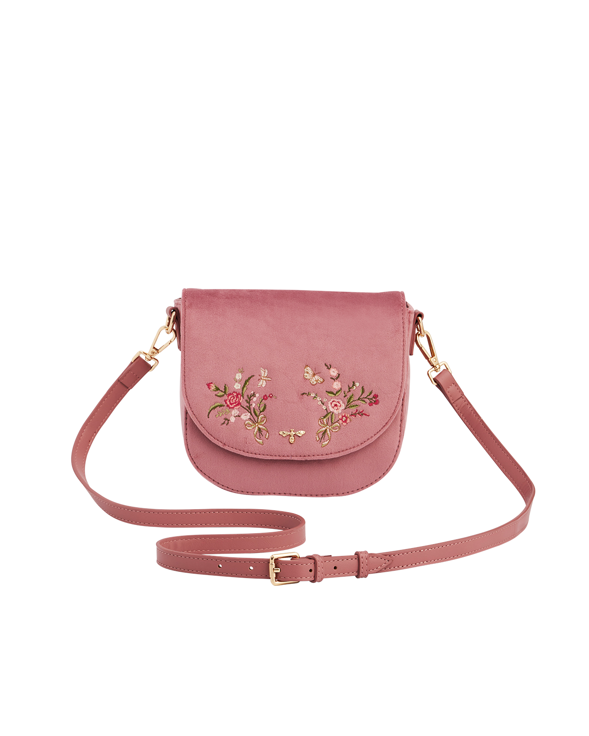 fable-england-beth-saddle-handtasche-rosa-samt-bestickt image 1