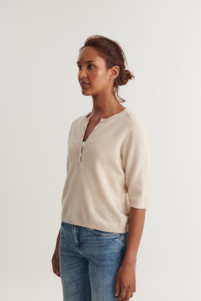 basic-apparel-selem-granddad-tee-t-shirt-beige-merinowolle image 2