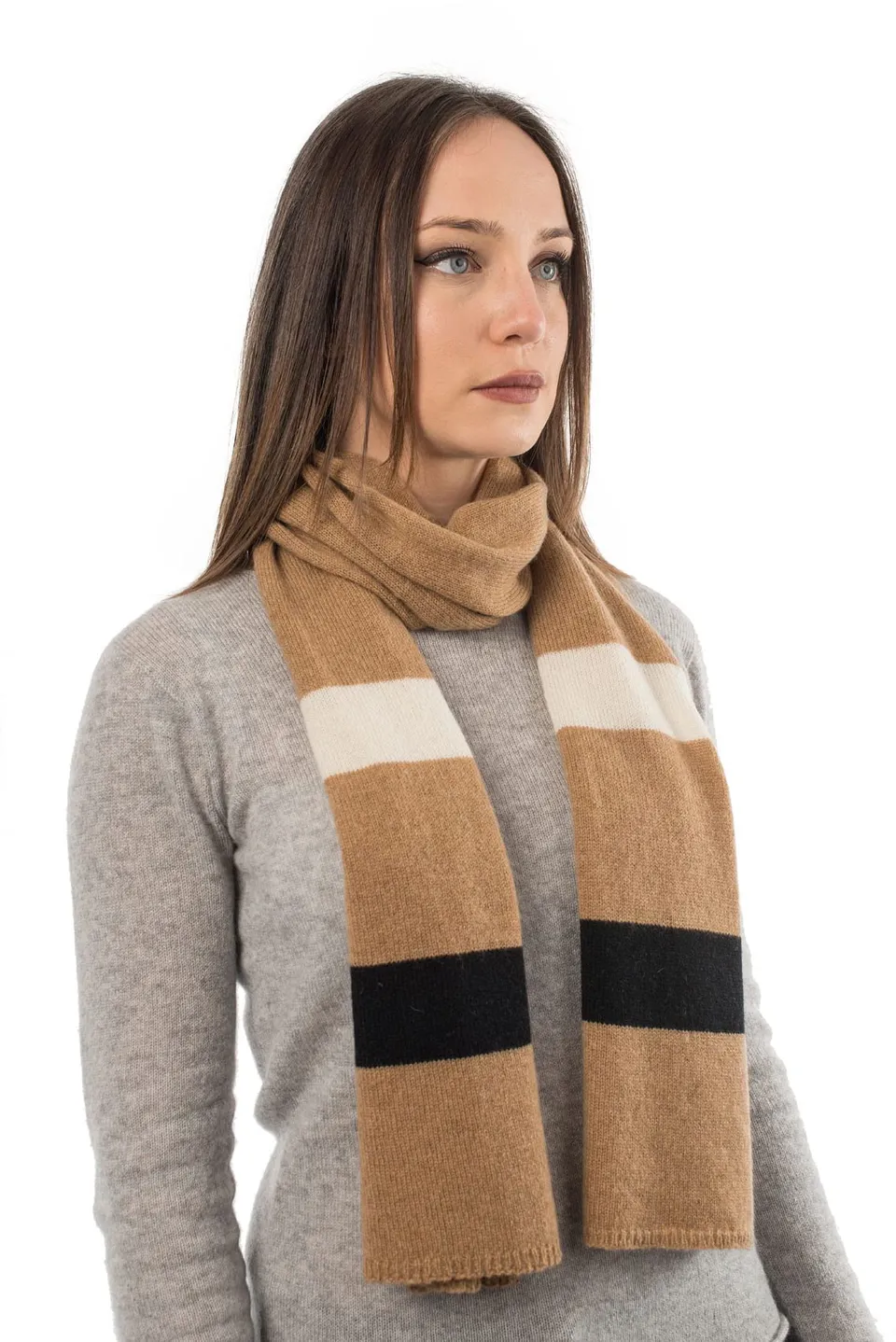 dalle-piane-cashmere-schal-gestreift-100-kaschmir-beige image 1