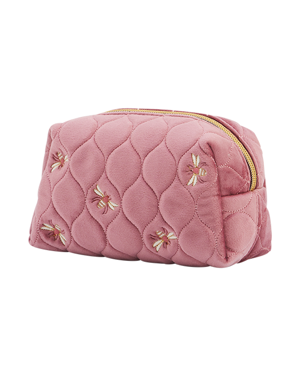 fable-england-accessories-pouch-samt-rosa-biene-gesteppt image 4