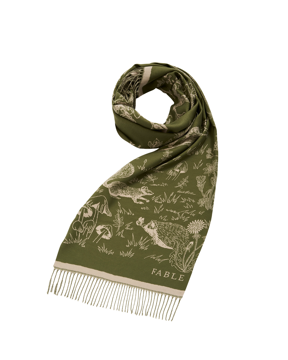 fable-england-scarves-woodland-jacquard-schal-khaki-lang image 5