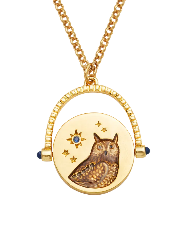 fable-england-owl-spinner-halskette-gold-eule-blau image 1