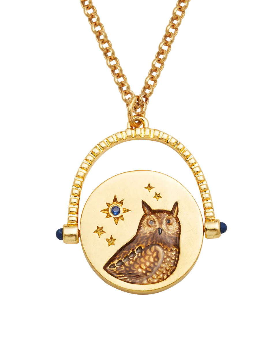 fable-england-owl-spinner-halskette-gold-eule-blau image 1