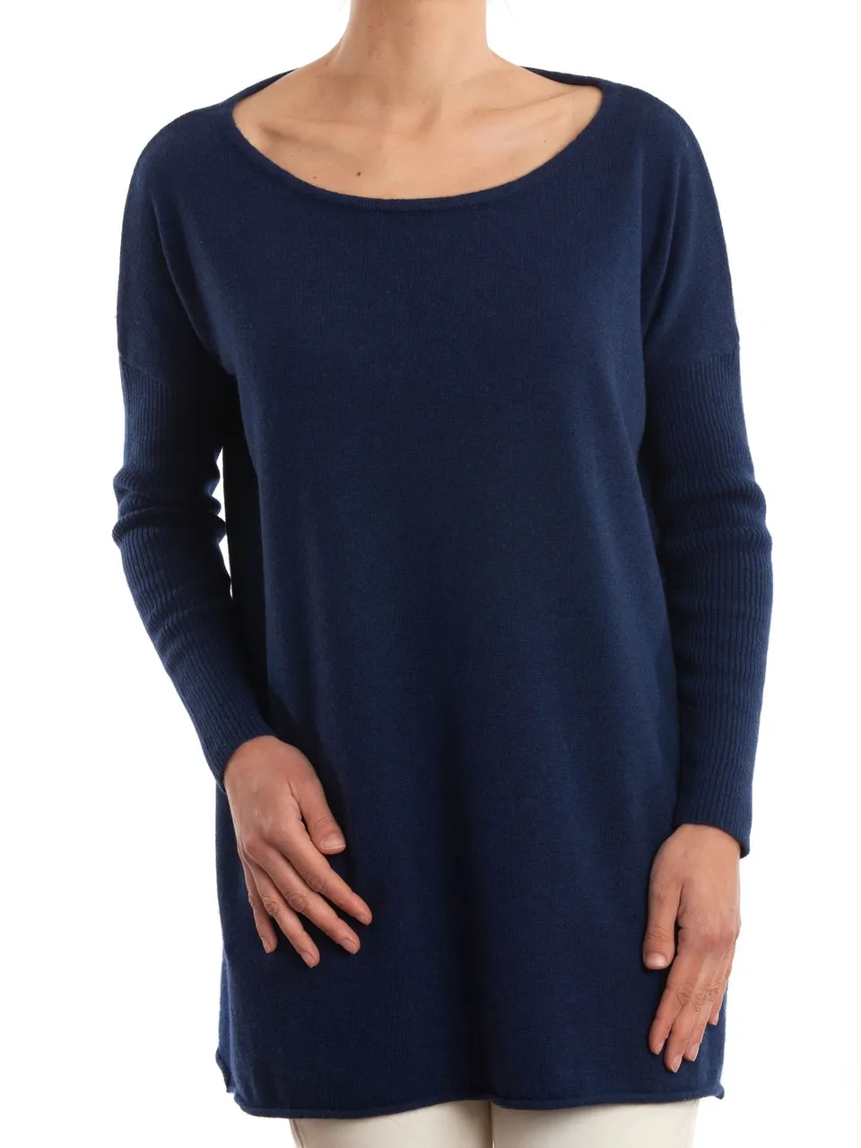 dalle-piane-cashmere-sweater-maxi-pullover-blau-woll-kaschmir image 1