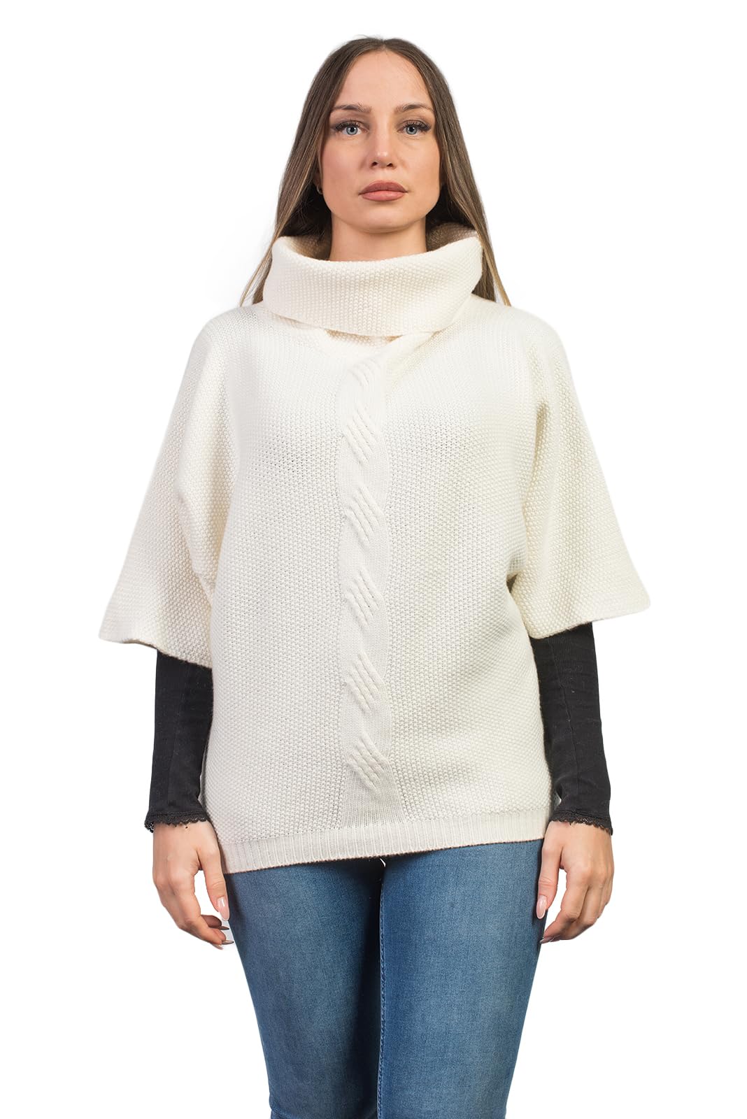 dalle-piane-cashmere-poncho-grau-zopfmuster-woll-kaschmir image 8