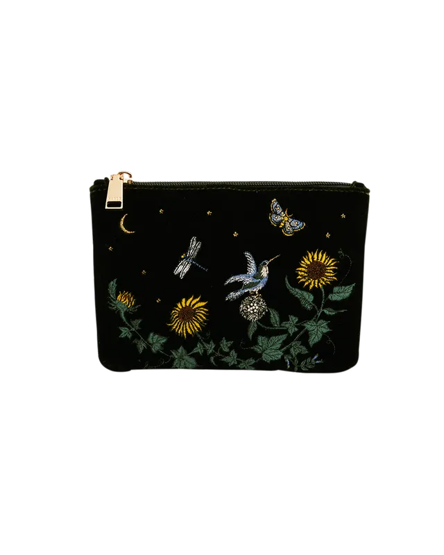 fable-england-sunflower-samt-kosmetiktasche-gr-n-bestickt image 1