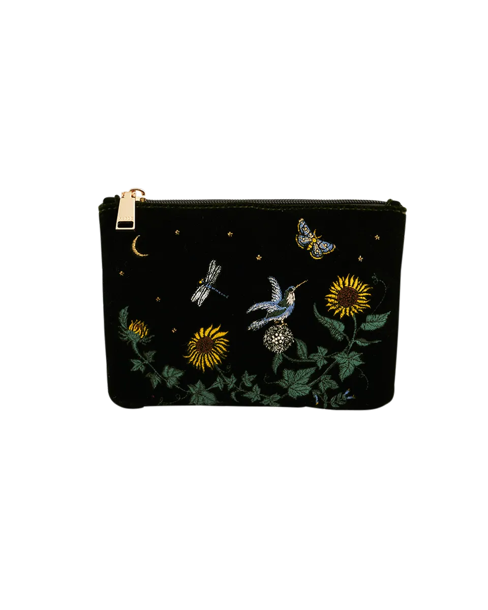 fable-england-sunflower-samt-kosmetiktasche-gr-n-bestickt image 1