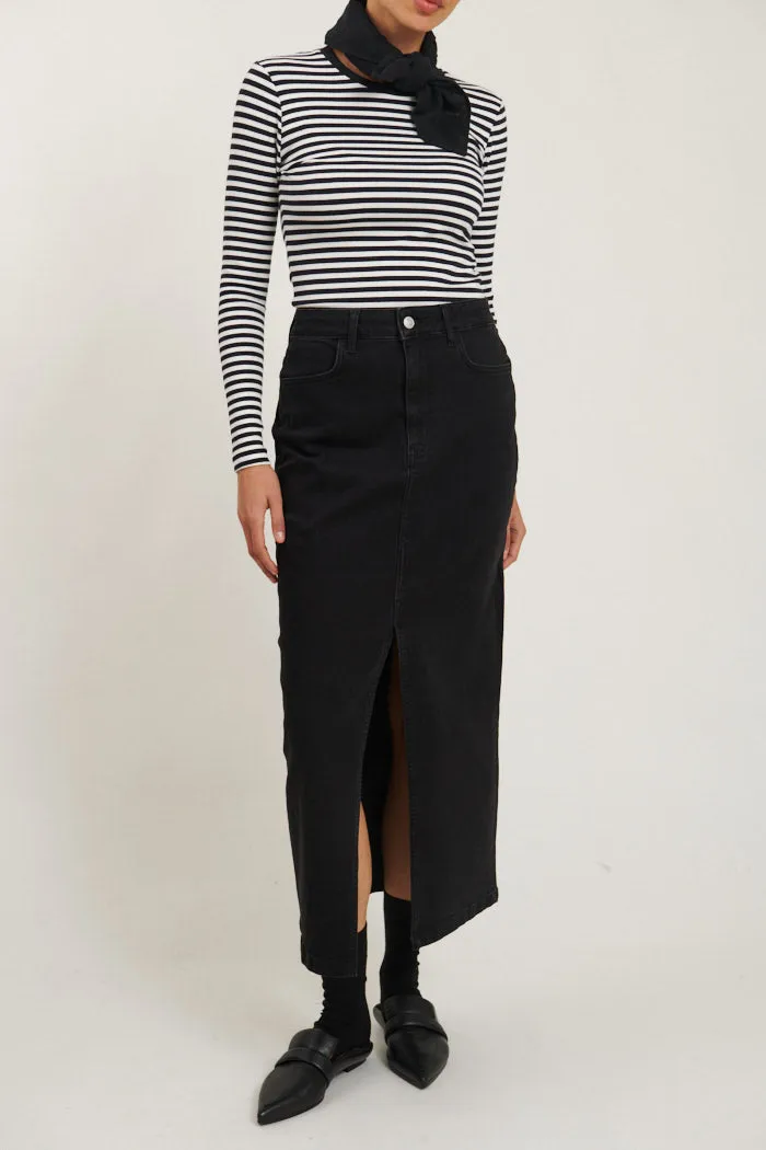 basic-apparel-enya-jeansrock-schwarz-bio-baumwolle-stretch image 1