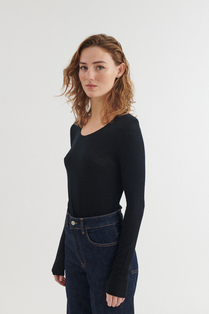 basic-apparel-rinja-ls-tee-langarmshirt-black-wolle image 2