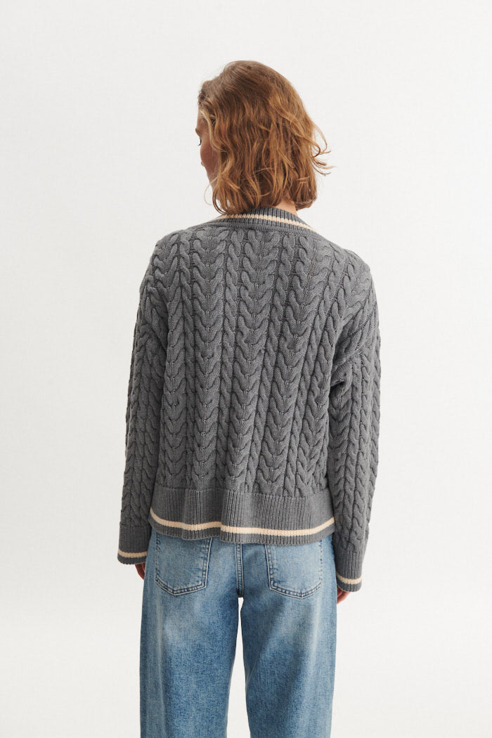 basic-apparel-ally-cable-sweater-pullover-grey-bio-baumwolle image 2