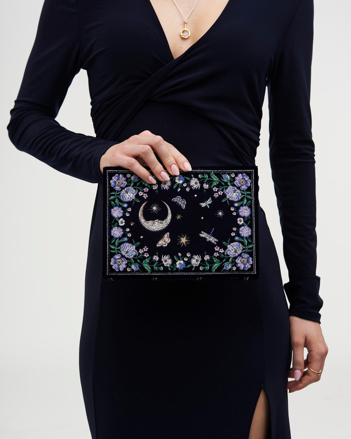 fable-england-marianne-midnight-garden-clutch-navy image 2