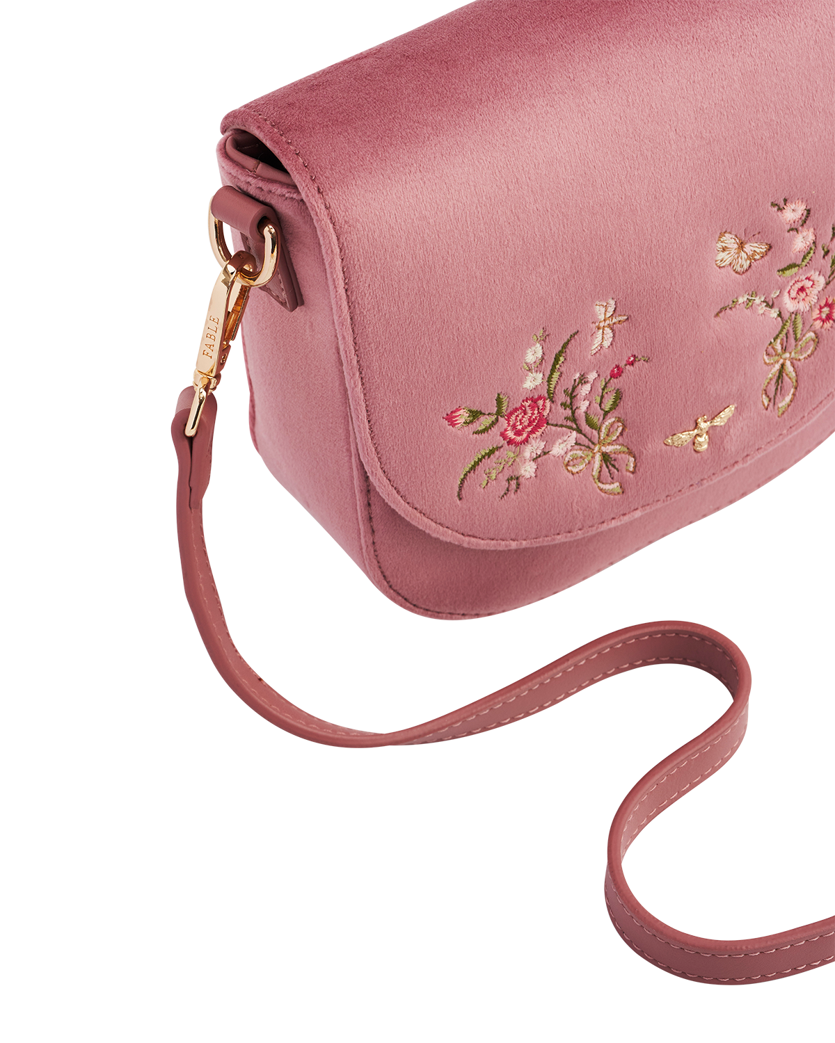 fable-england-beth-saddle-handtasche-rosa-samt-bestickt image 5