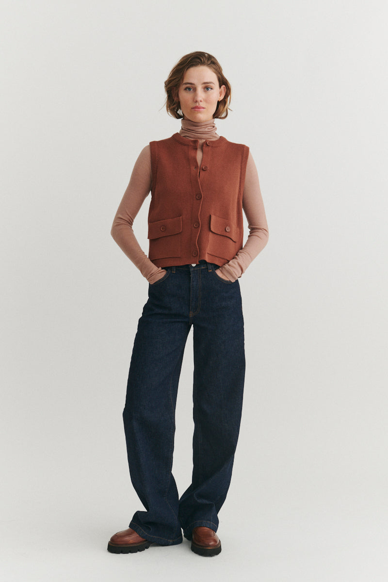basic-apparel-sisa-strickweste-tortoise-shell-bio-baumwolle image 4