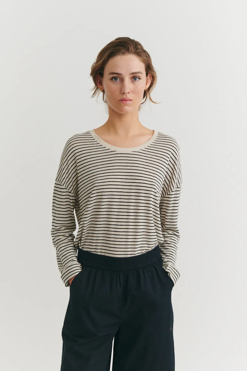 basic-apparel-ashly-langarmshirt-birch-black-leinen-mix image 1
