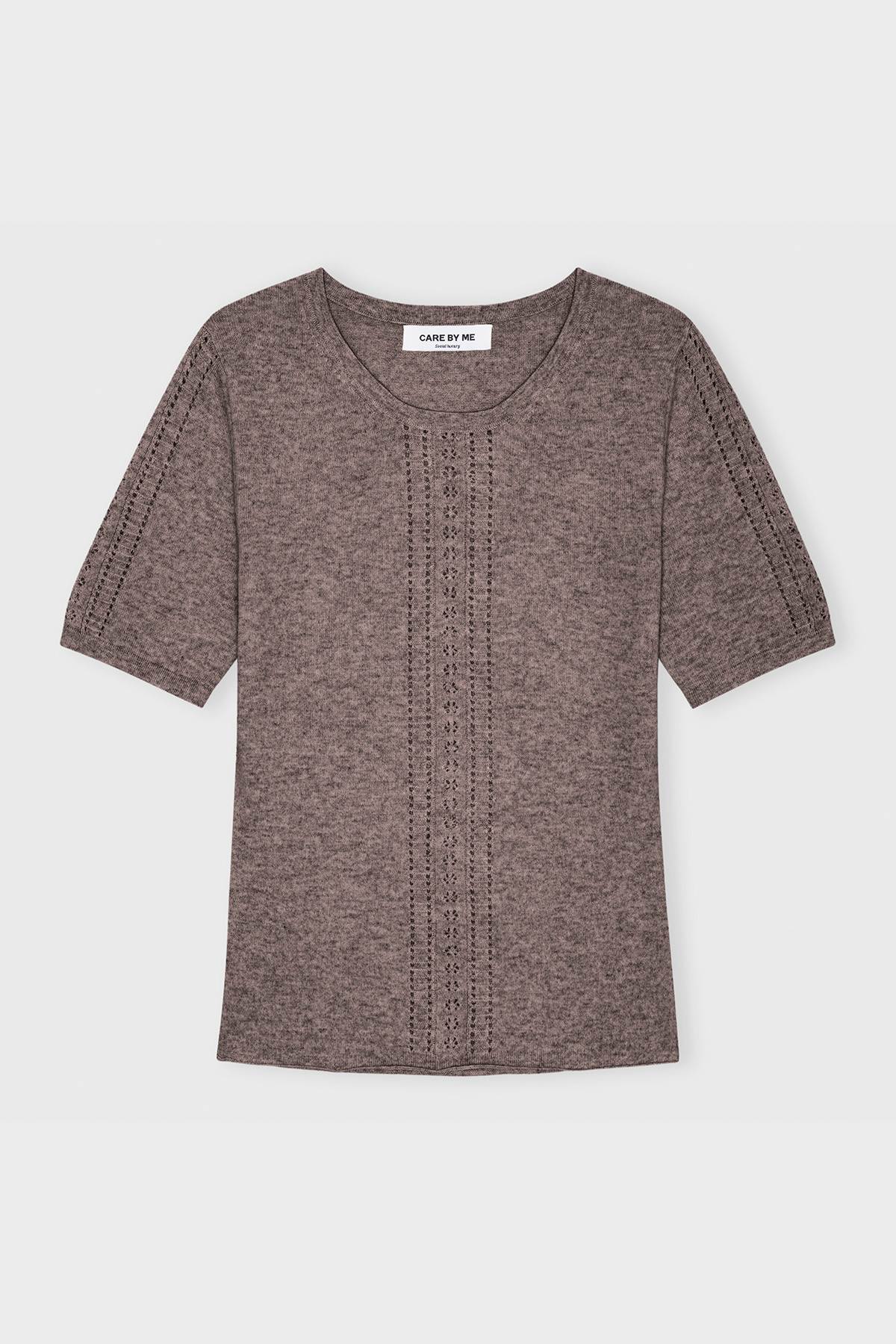 care-by-me-natacha-t-shirt-strickshirt-dusty-brown-melange-wolle-kaschmir image 3