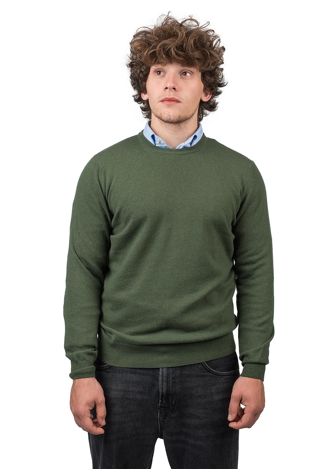 dalle-piane-cashmere-sweater-rundhals-pullover-herren-khaki image 1
