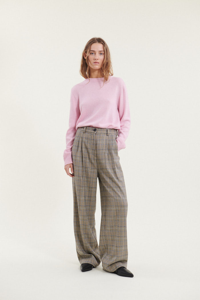 basic-apparel-jorie-hose-light-khaki-black-kariert image 4