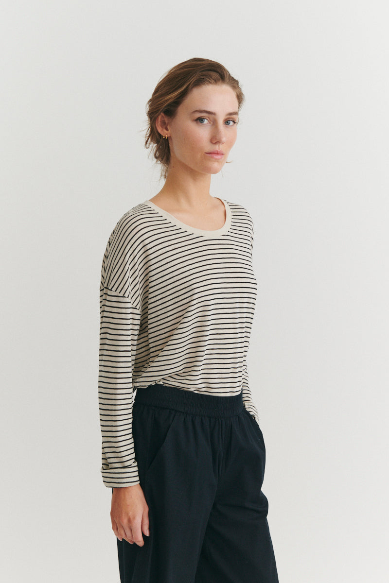 basic-apparel-ashly-langarmshirt-birch-black-leinen-mix image 2