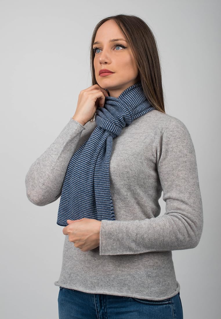 dalle-piane-cashmere-schal-nadelstreifen-blau-kaschmir image 3