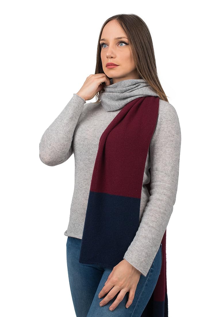 dalle-piane-cashmere-scarf-schal-bordeaux-grau-blau-kaschmir image 1