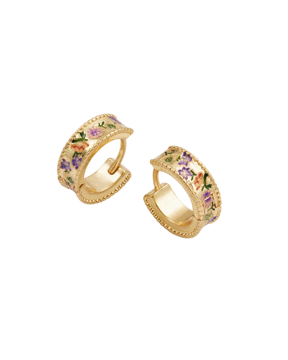 fable-england-folksy-floral-huggie-ohrringe-gold-emaille image 1