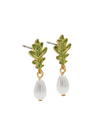 fable-england-gold-oak-leaf-pearl-ohrringe-tropfen-eiche-emaille image 3