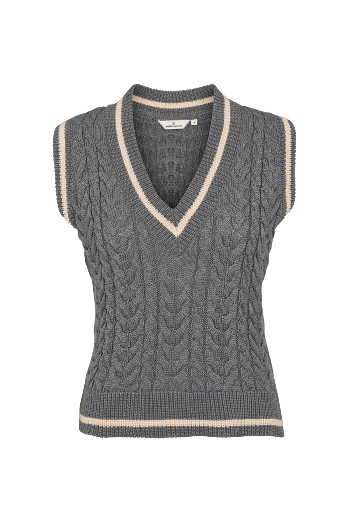 basic-apparel-ally-cable-vest-strickweste-grey-mel-bio image 4