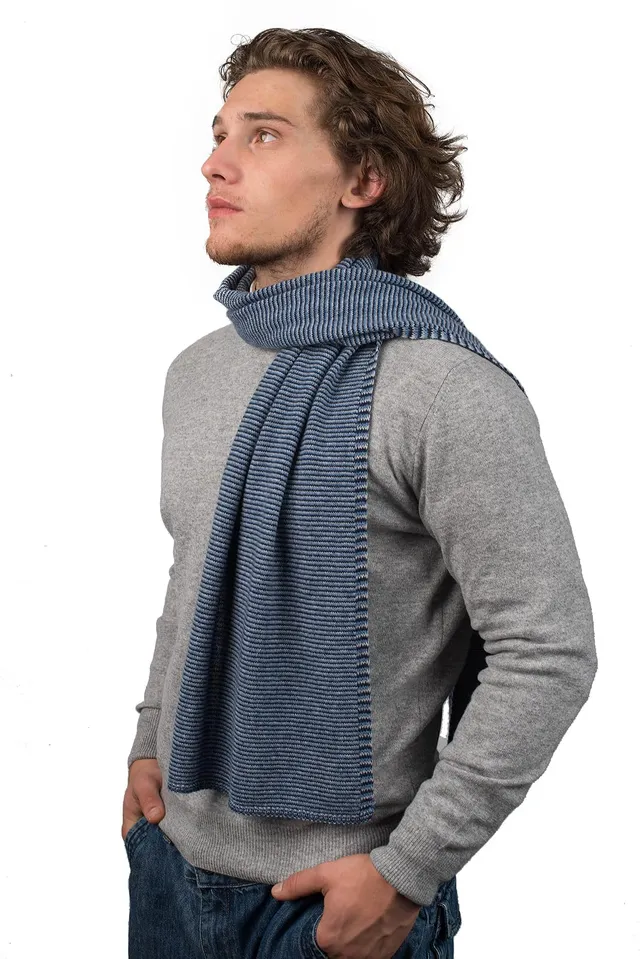 dalle-piane-cashmere-schal-herren-blau-nadelstreifen-kaschmir image 1