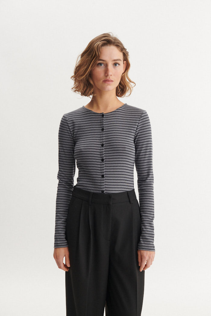 basic-apparel-arense-stripe-cardigan-poppy-seed-bio-slim image 2