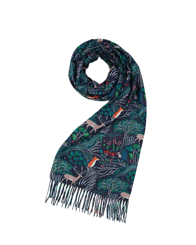 fable-england-enchanted-tree-tassel-schal-navy-dunkelblau image 1
