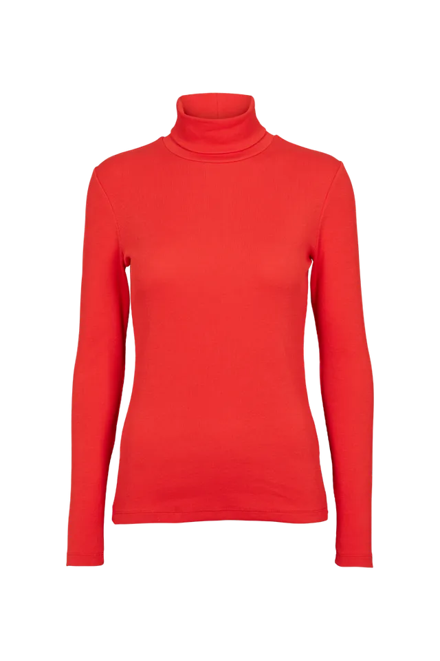 basic-apparel-ludmilla-high-neck-top-high-risk-red-stretch image 1