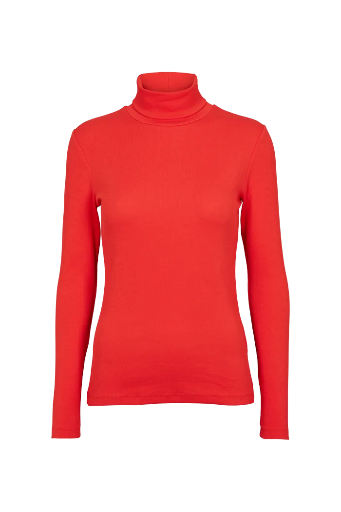 basic-apparel-ludmilla-high-neck-top-high-risk-red-stretch image 1