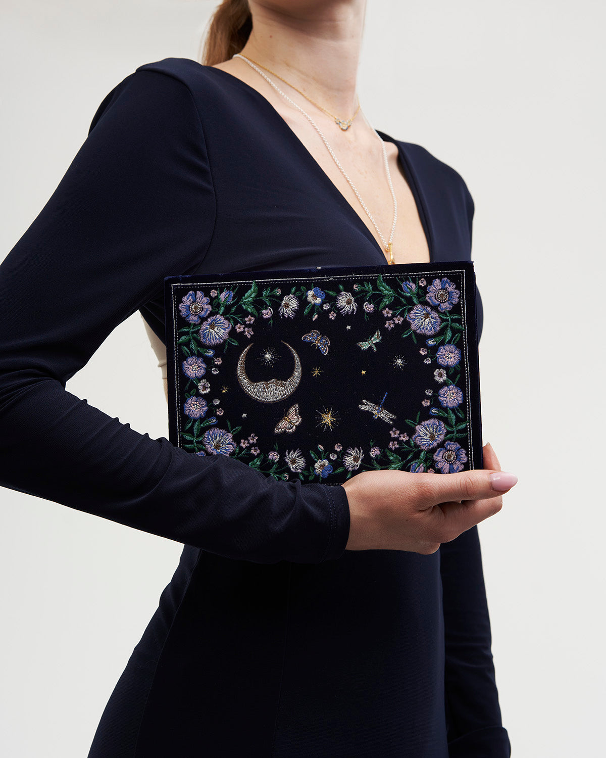 fable-england-marianne-midnight-garden-clutch-navy image 8
