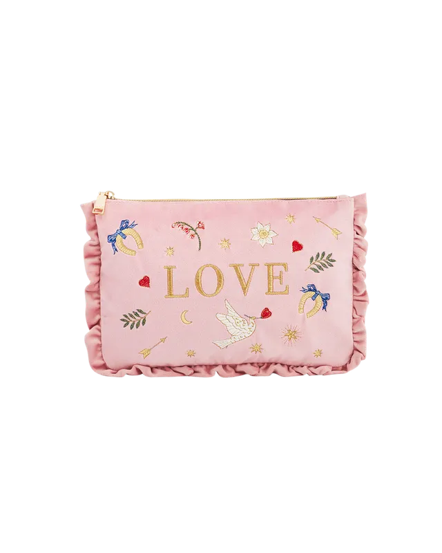 fable-england-pink-love-samt-t-schchen-rosa-bestickt image 1