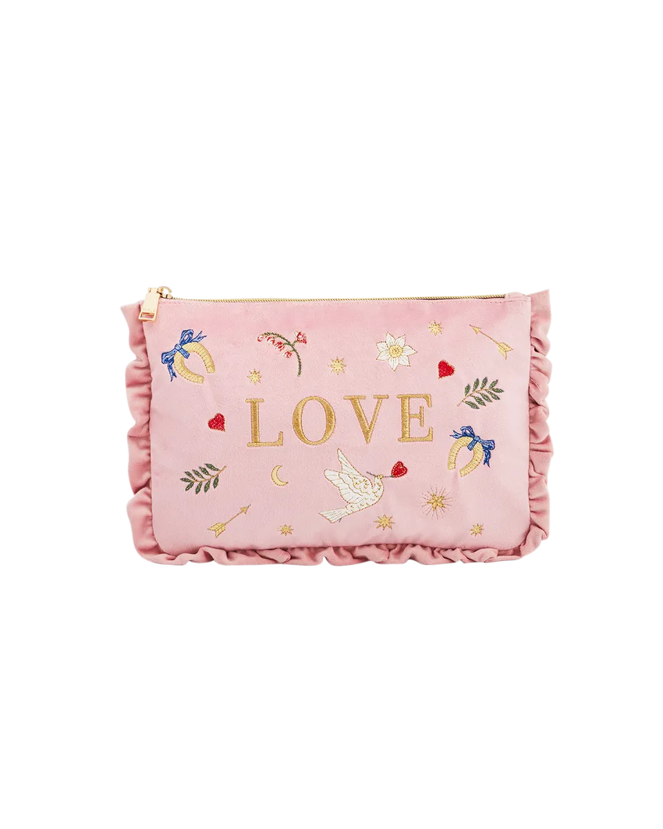 fable-england-pink-love-samt-t-schchen-rosa-bestickt image 1