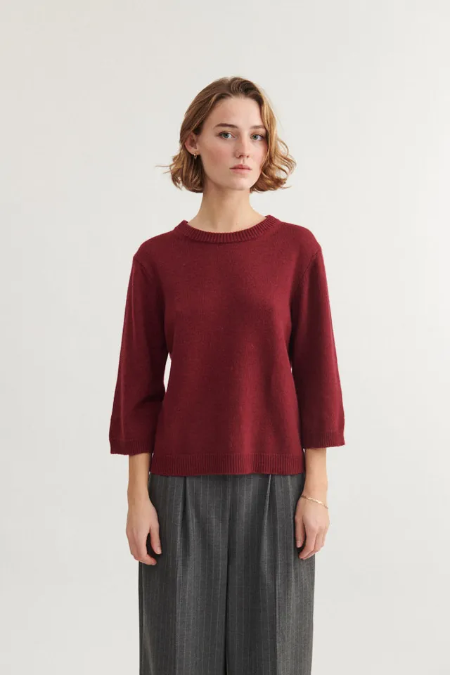 basic-apparel-cady-3-4-pullover-bordeaux-truffle-kaschmir image 1