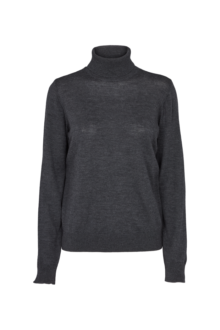 basic-apparel-vera-roll-neck-pullover-dark-grey-mel-merinowolle image 1