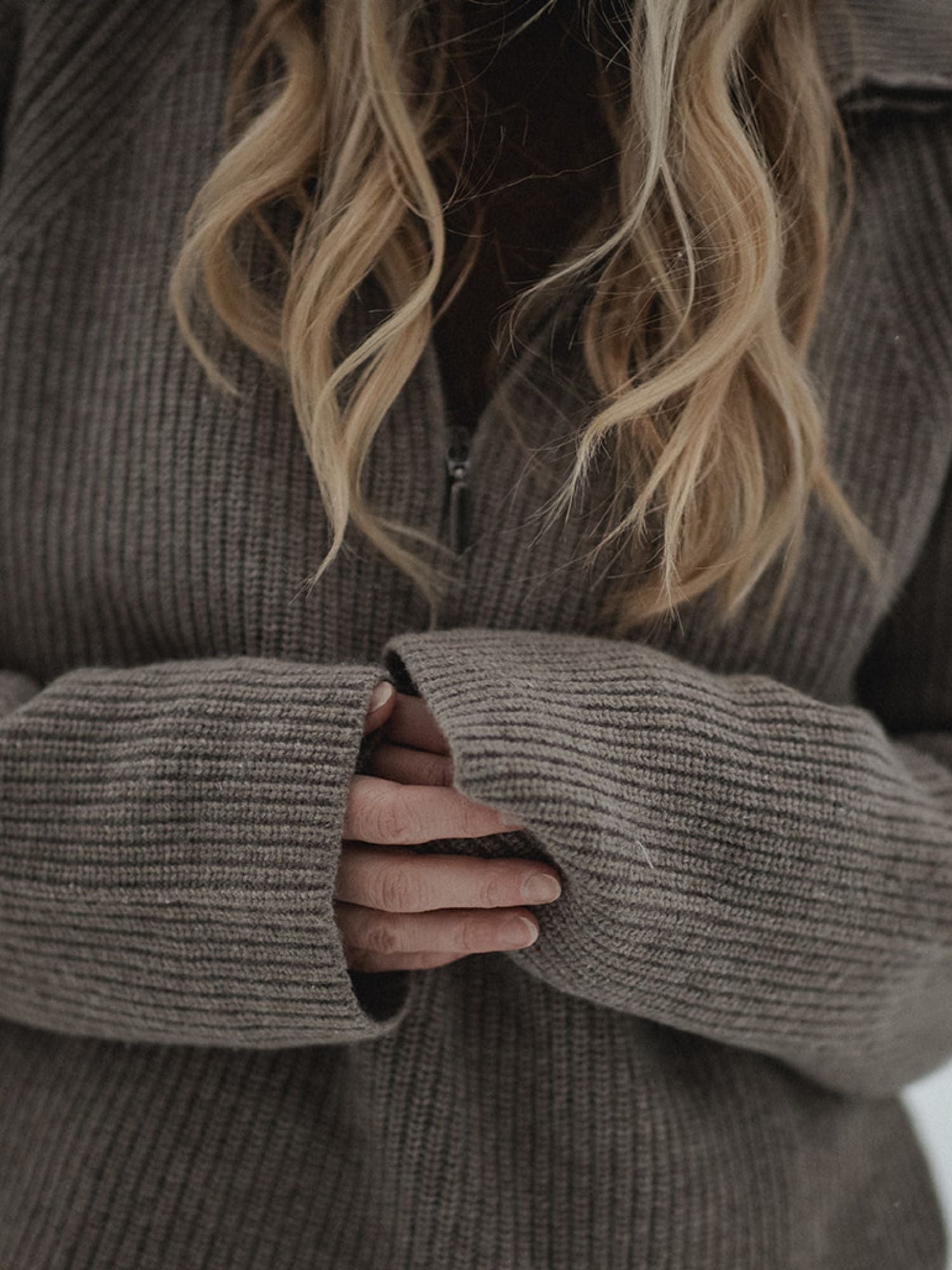 basic-apparel-cady-zip-sweater-strickpullover-greige-kaschmir image 2