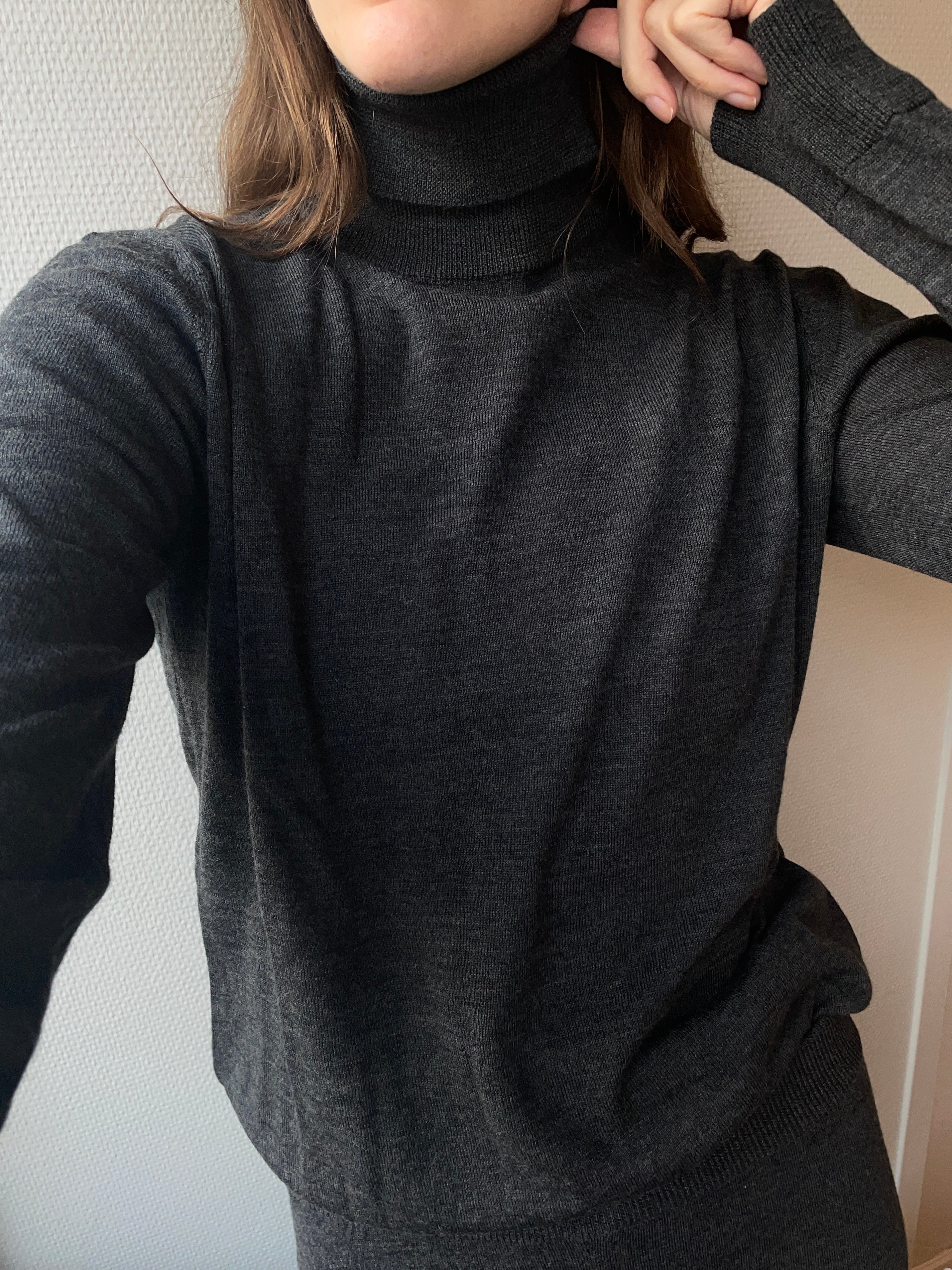 basic-apparel-vera-roll-neck-pullover-dark-grey-mel-merinowolle image 2
